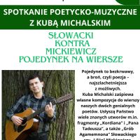 Spotkanie poetycko-muzyczne z Kubą Michalskim w filii w Skolimowie 17.05.2024 r.