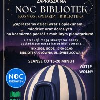 Noc Bibliotek 2026: mobilne planetarium